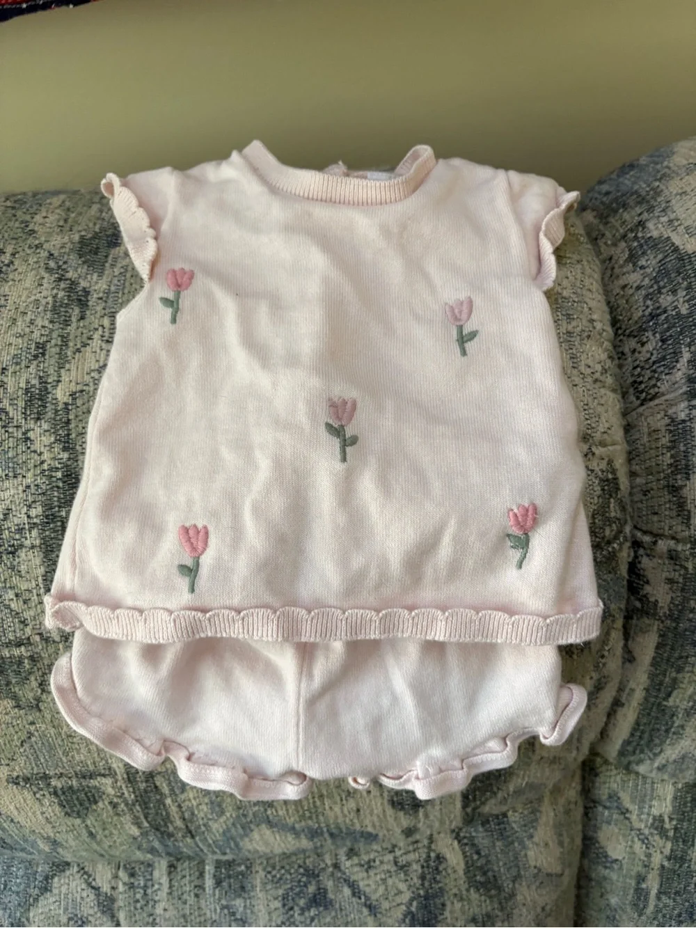 Carter's Light Pink Turtleneck Sweater with Embroidered Tulip